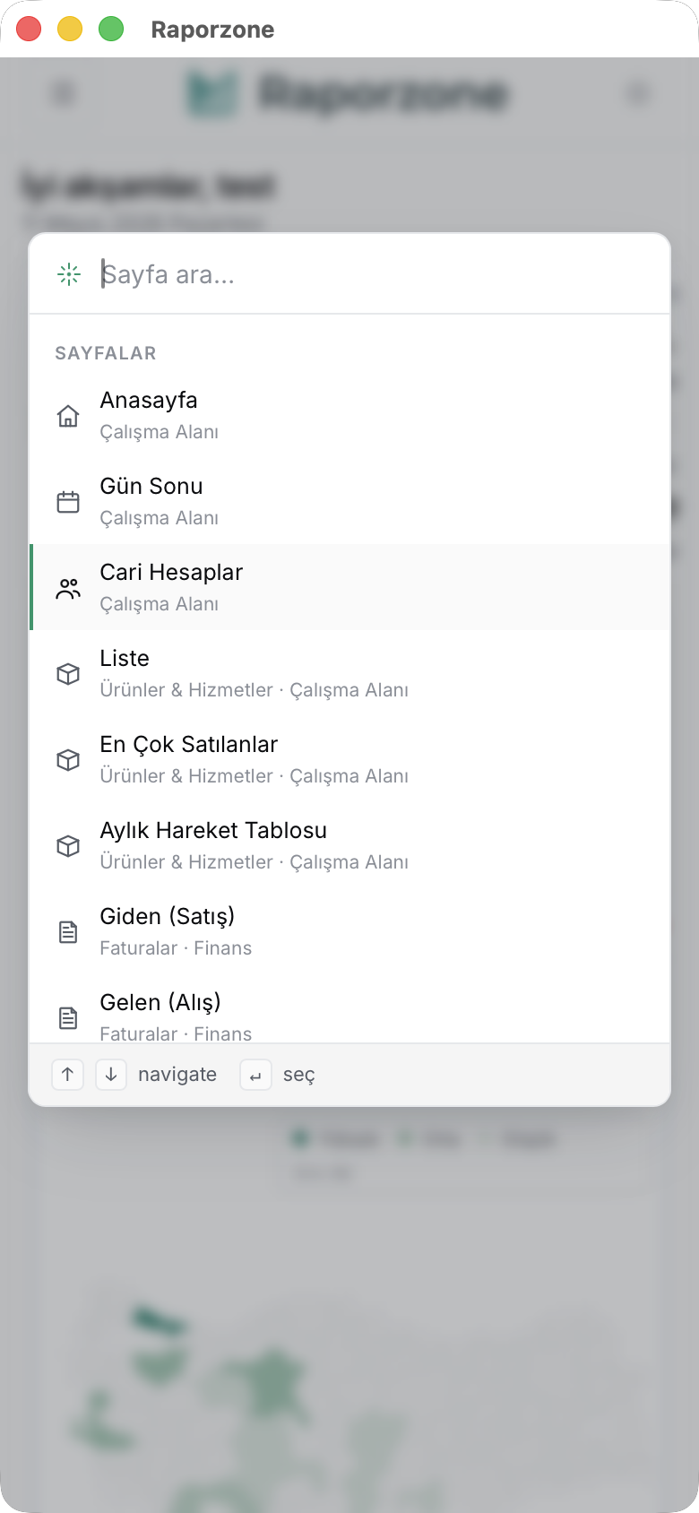 Telefonda hızlı arama paneli — tam genişlikte sayfa listesi
